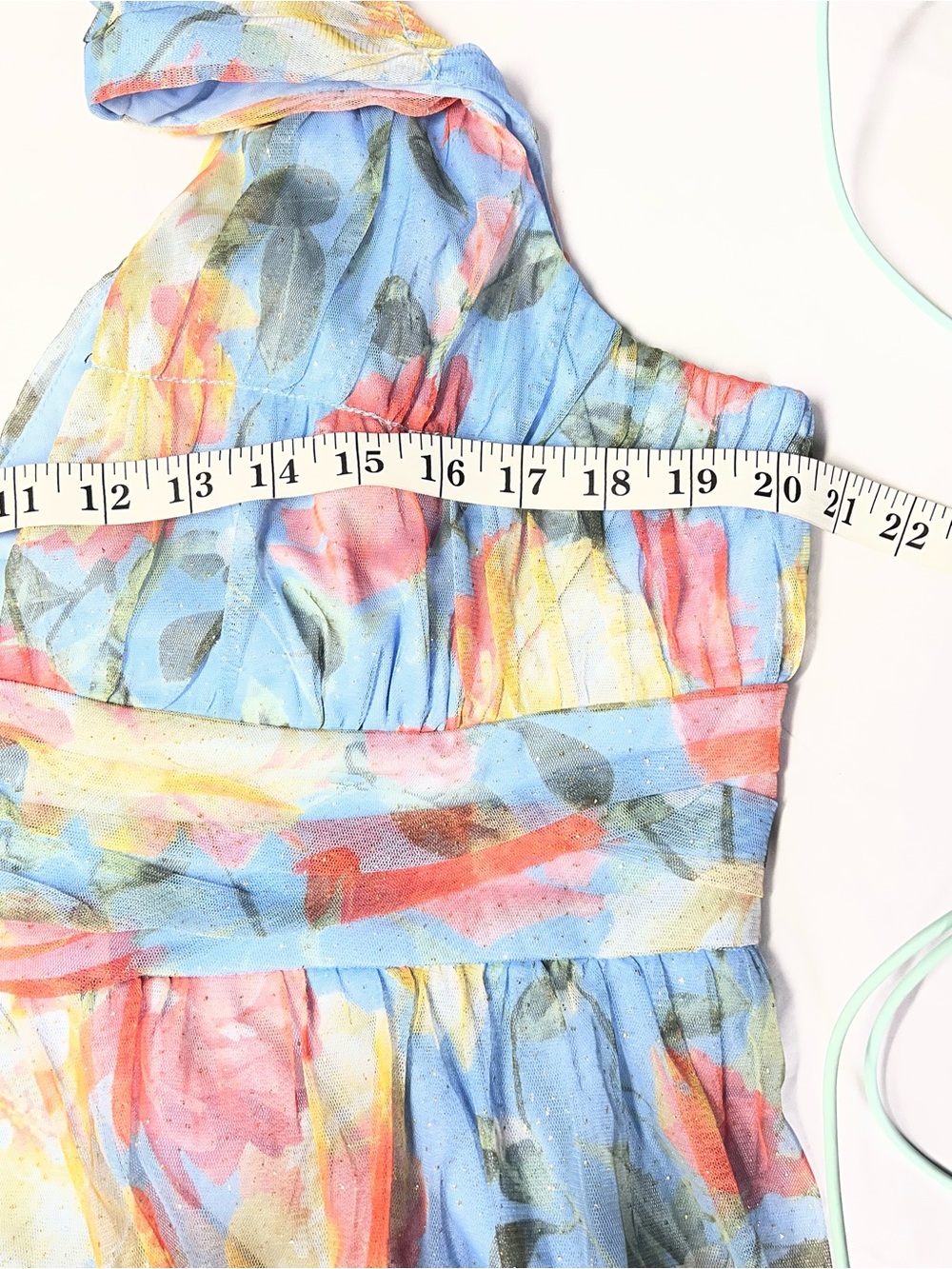Lulus Perfectly Divine Blue Floral Tulle Tiered Ruffled Midi Dress Size XXL NWOT - Picture 7 of 11